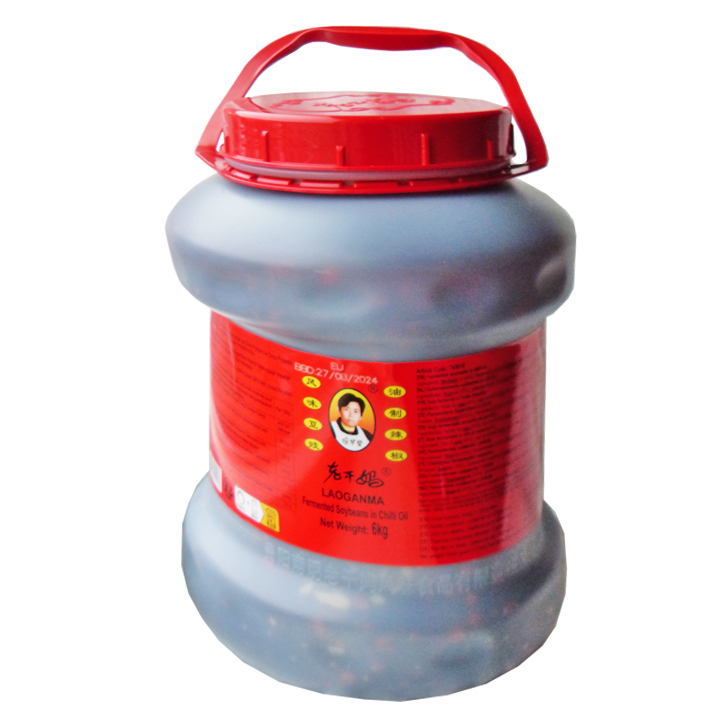 Lao Gan Ma Đậu nành lên men trong dầu ớt 2x6kg xô nhựa