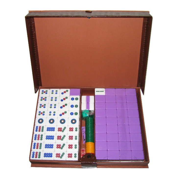Mahjong 8.0' Mahjong de qualité B avec boîte en plastique - Violet 1x1 set jeu